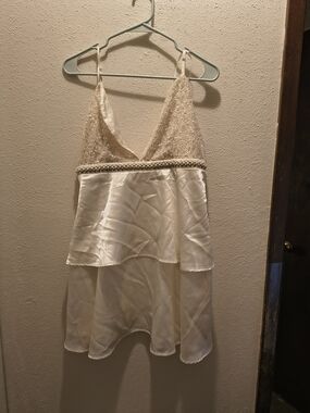 Beaded Ivory Satin Cocktail/Formal Dress